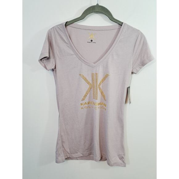 Kardashian Kollection New! Women's Lavender Gold Slim Fit Tee In Size XS - Picture 1 of 6